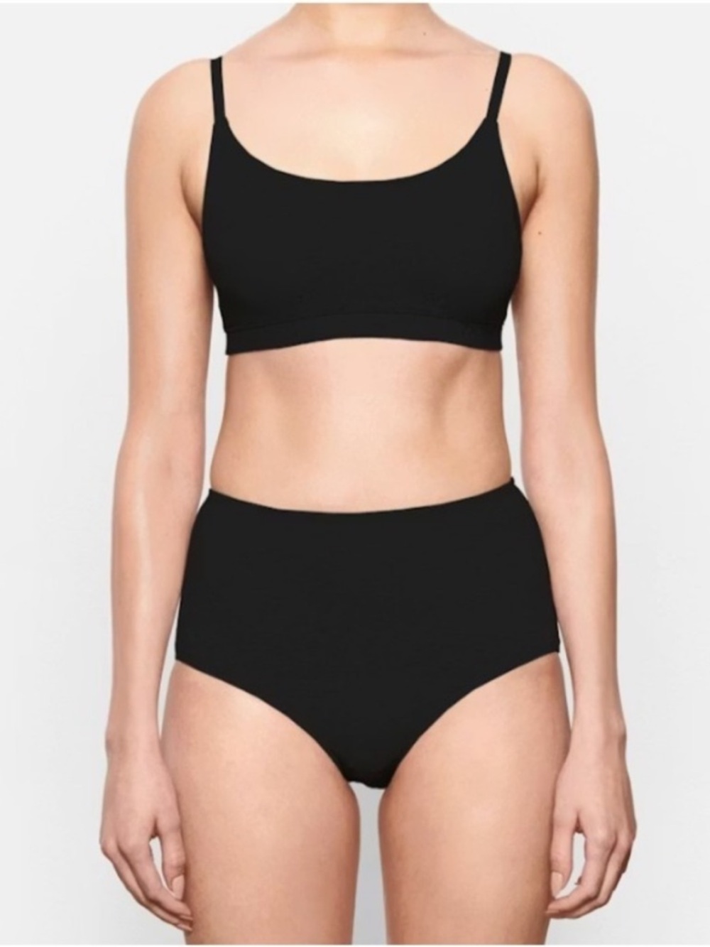 SKIMS Cotton Jersey Scoop Bralette in Soot Size Medium NEW - Picture 2 of 8